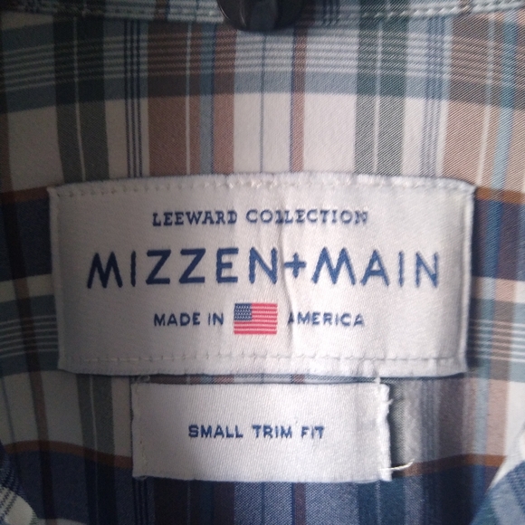 Mizzen+Main Leeward Stretch Trim Fit Plaid Check Button Up Shirt Size Small - Picture 2 of 3